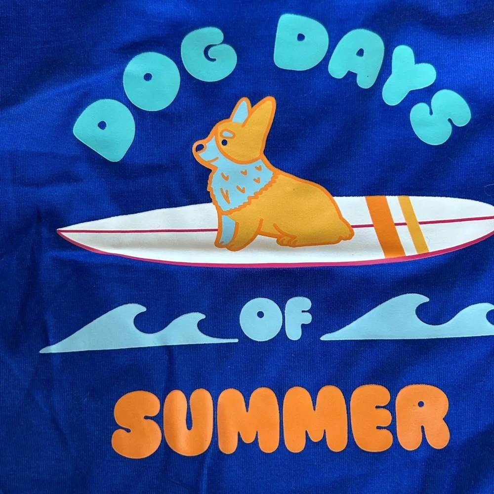 Top Paw Dog Days Summer corgi surfboard Dog Tee M